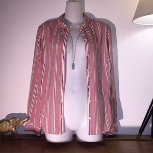Red Striped button down blouse